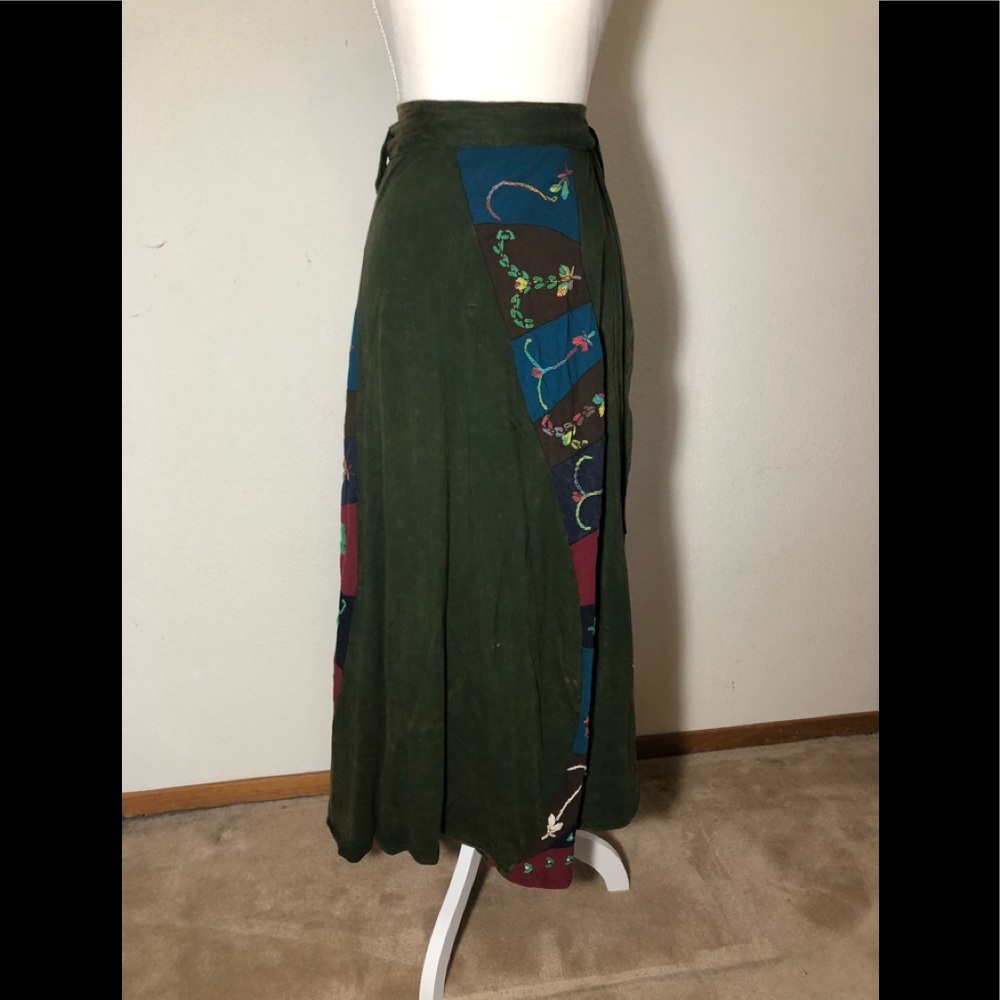 Stonewashed Jersey Wrap Skirt with Embroidery